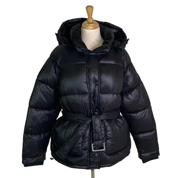 Toboggan Canada Mia Puffer Belted Coat with Removable Hood Black Size XL NWT - Picture 4 of 16